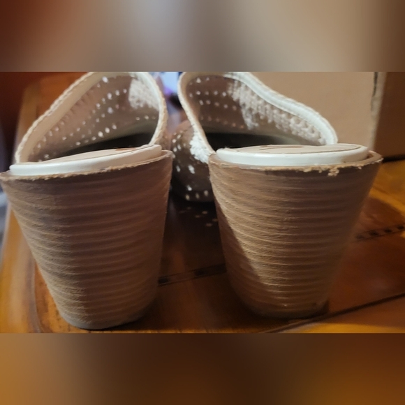 Sam Edelman Lillianna Ivory Woven Leather Pointed Slip On Block Heel Mules Sz 10 - Picture 10 of 13